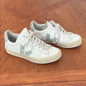 Veja White Sneakers with Green Details